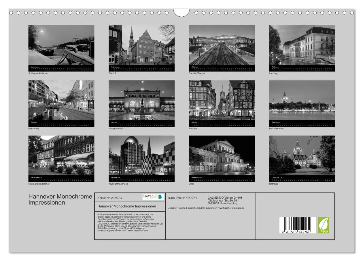 Bild: 9783516142761 | Hannover Monochrome Impressionen (Wandkalender 2026 DIN A3 quer),...