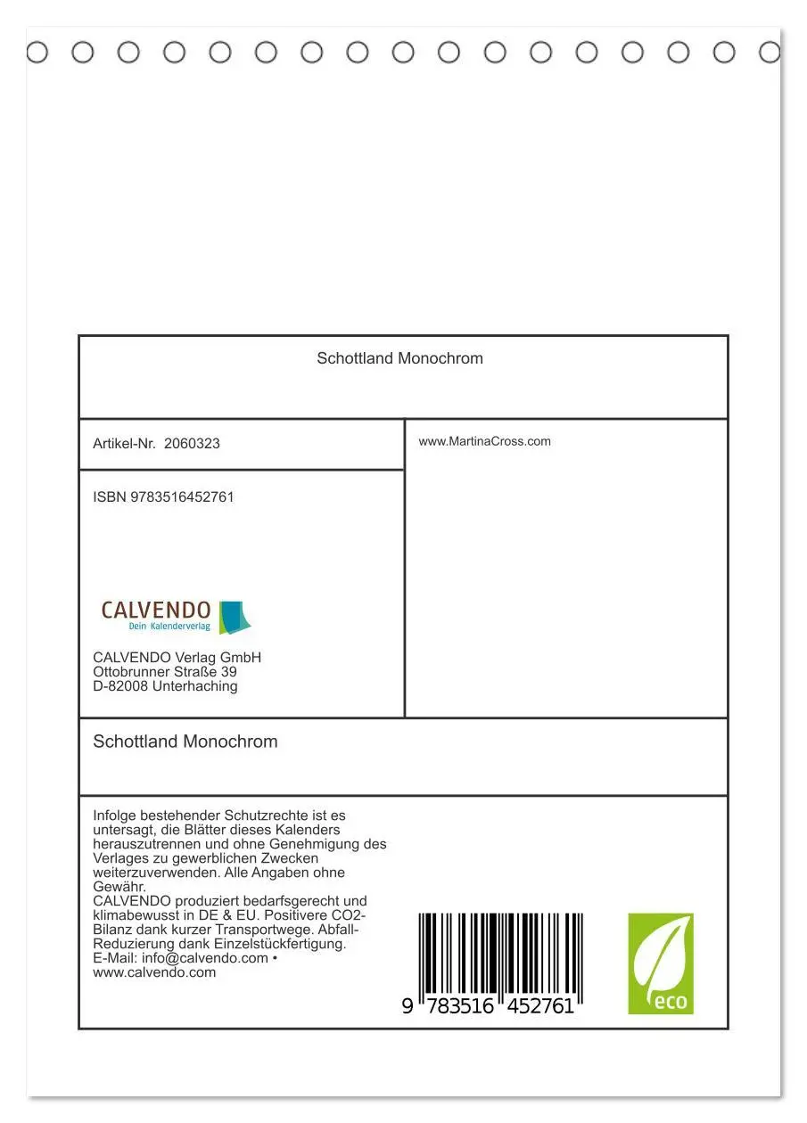 Bild: 9783516452761 | Schottland Monochrom (Tischkalender 2026 DIN A5 hoch), CALVENDO...