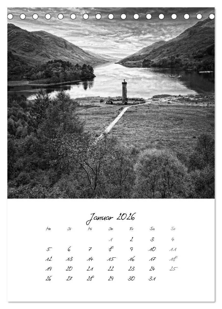 Bild: 9783516452761 | Schottland Monochrom (Tischkalender 2026 DIN A5 hoch), CALVENDO...