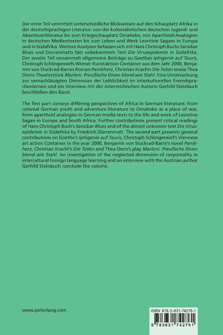 Rückseite: 9783631742761 | Acta Germanica | German Studies in Africa | Carlotta Von Maltzan
