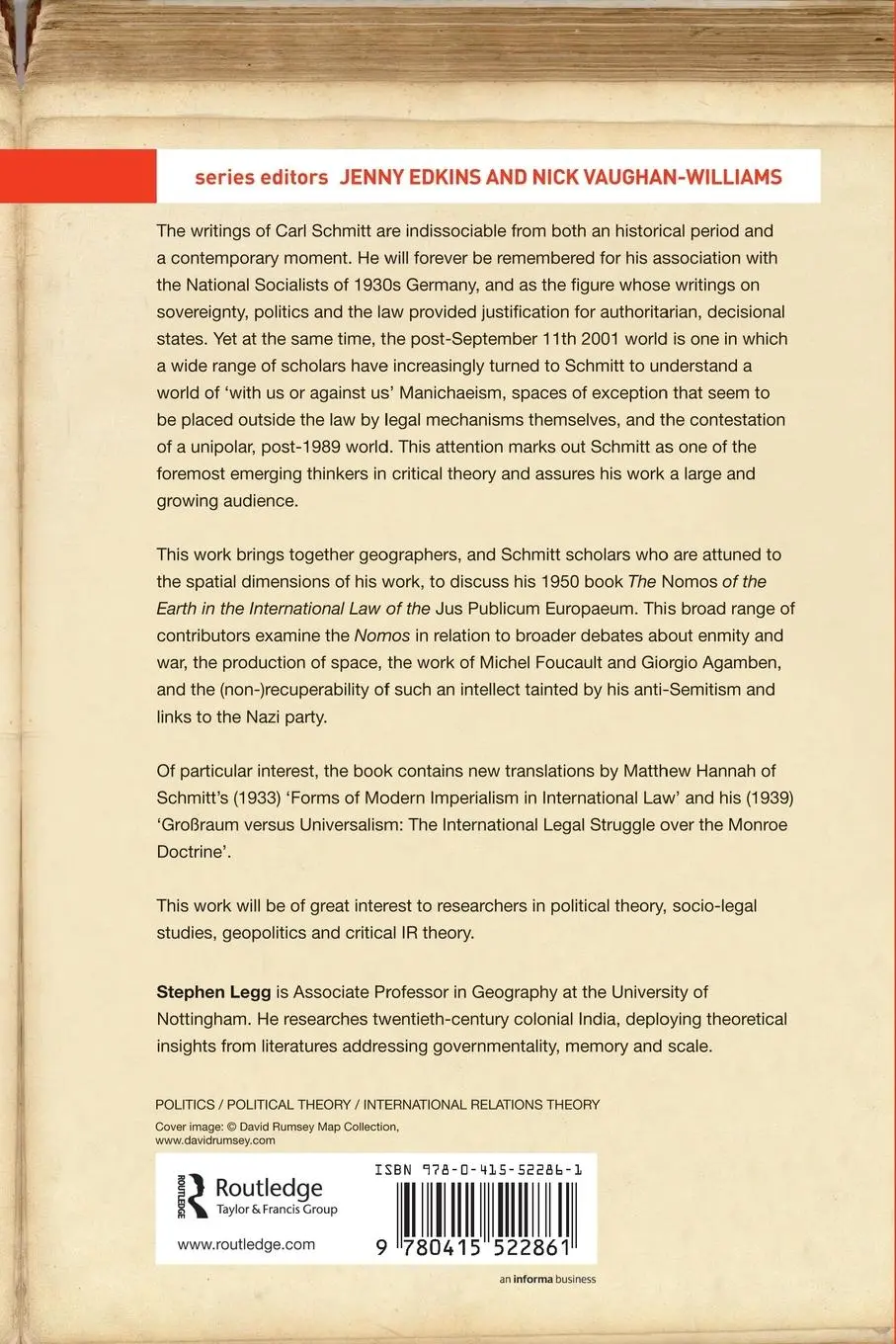Rückseite: 9780415522861 | Spatiality, Sovereignty and Carl Schmitt | Geographies of the Nomos