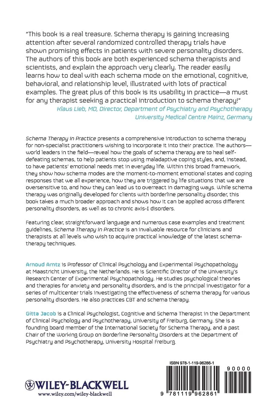 Rückseite: 9781119962861 | Schema Therapy in Practice | Arnoud Arntz (u. a.) | Taschenbuch | 2012