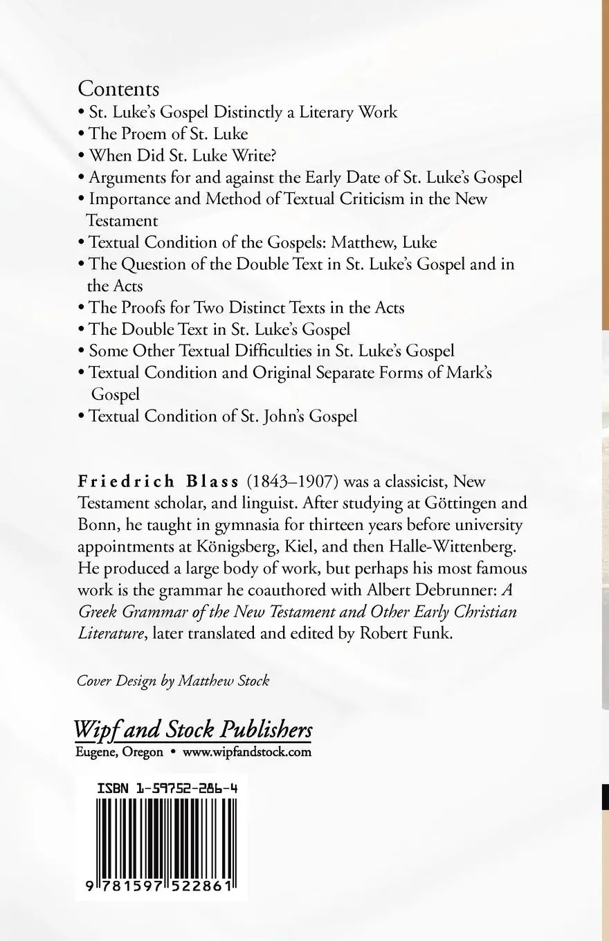 Rückseite: 9781597522861 | Philology of the Gospels | Friedrich W. Blass | Taschenbuch | Englisch