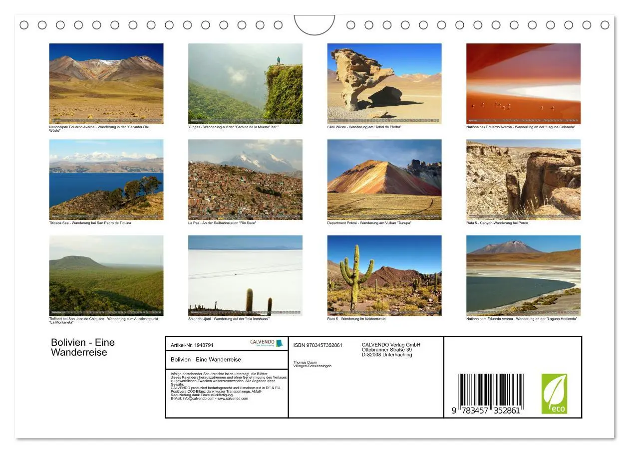 Bild: 9783457352861 | Bolivien - Eine Wanderreise (Wandkalender 2026 DIN A4 quer),...