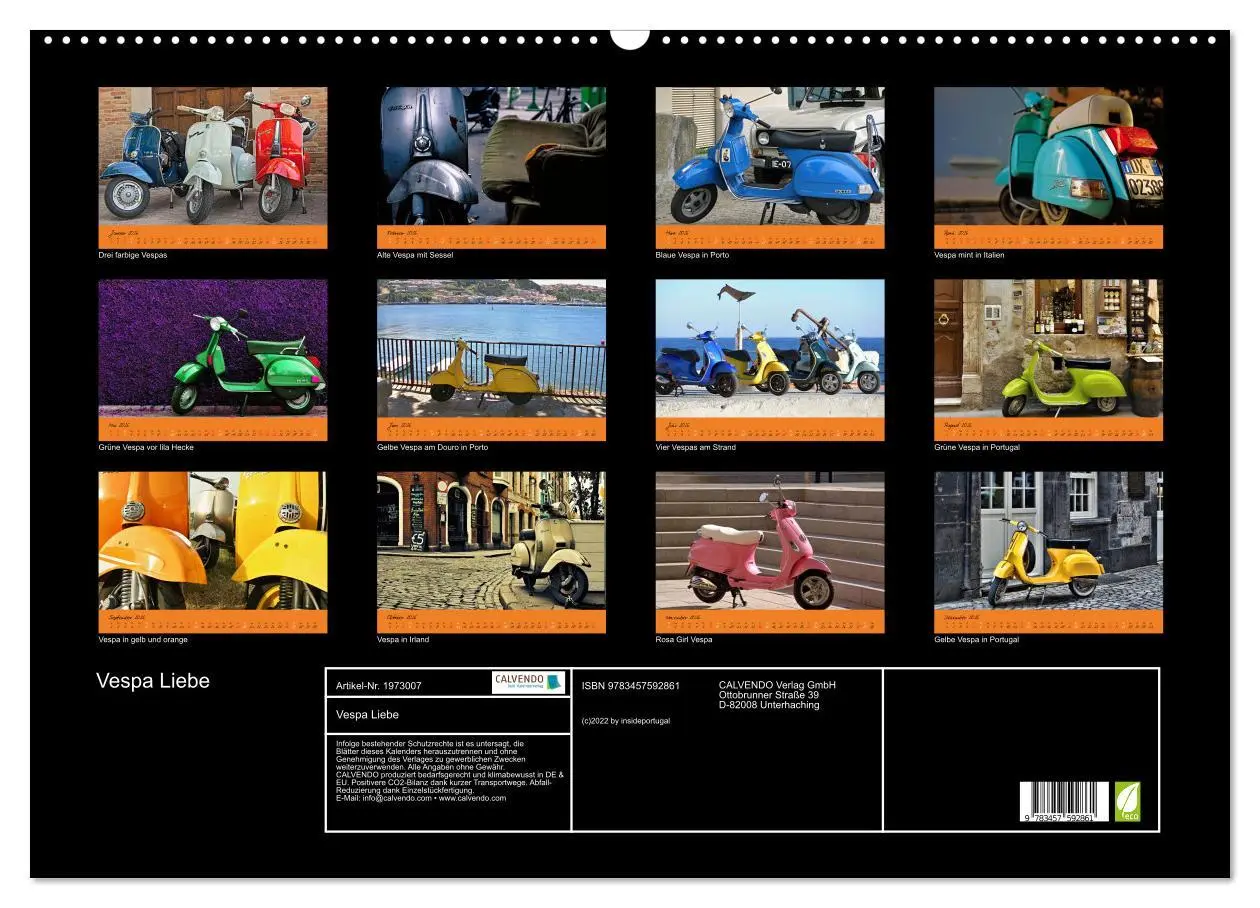 Bild: 9783457592861 | Vespa Liebe (Wandkalender 2026 DIN A2 quer), CALVENDO Monatskalender
