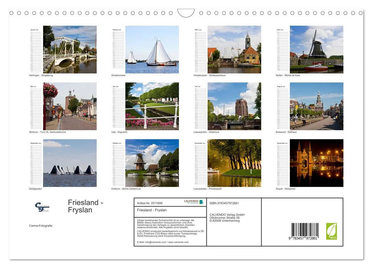 Bild: 9783457972861 | Friesland - Fryslan (Wandkalender 2026 DIN A3 quer), CALVENDO...