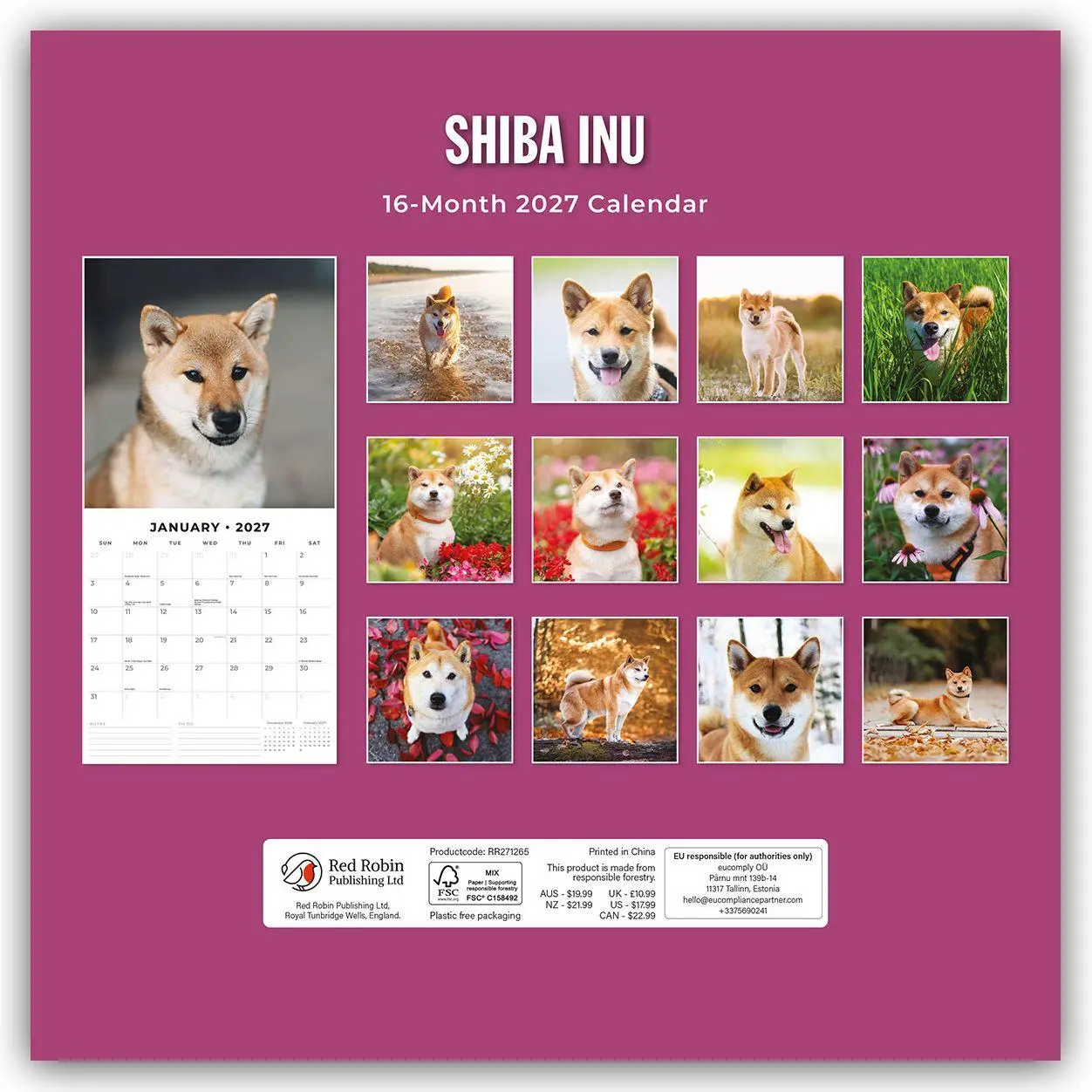 Rückseite: 9781837012961 | Shiba Inu 2027 - 16-Monatskalender | Robin Red | Kalender | 28 S.