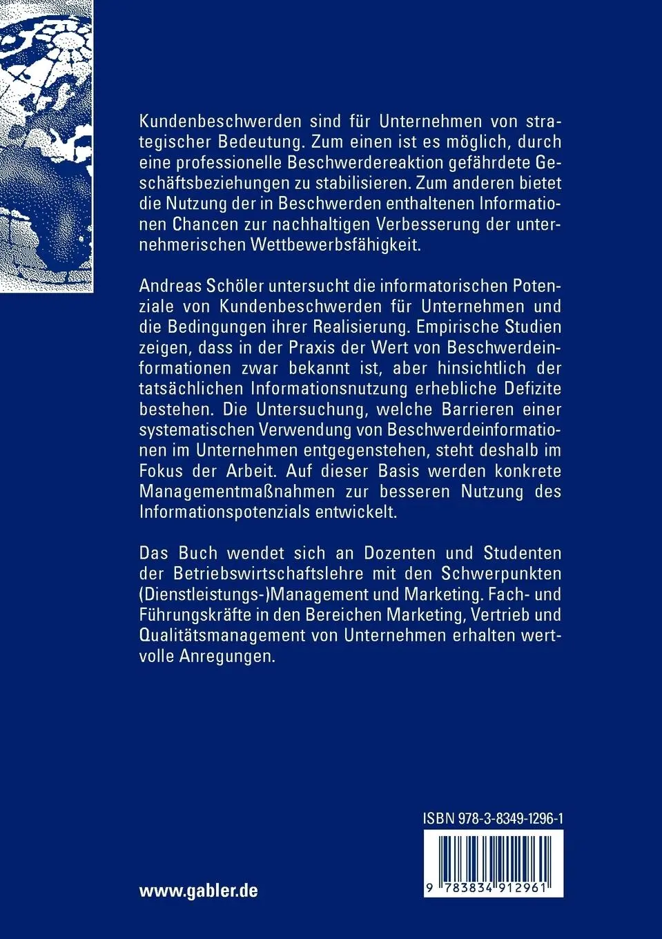Rückseite: 9783834912961 | Beschwerdeinformationen und Ihre Nutzung | Andreas Schöler | Buch