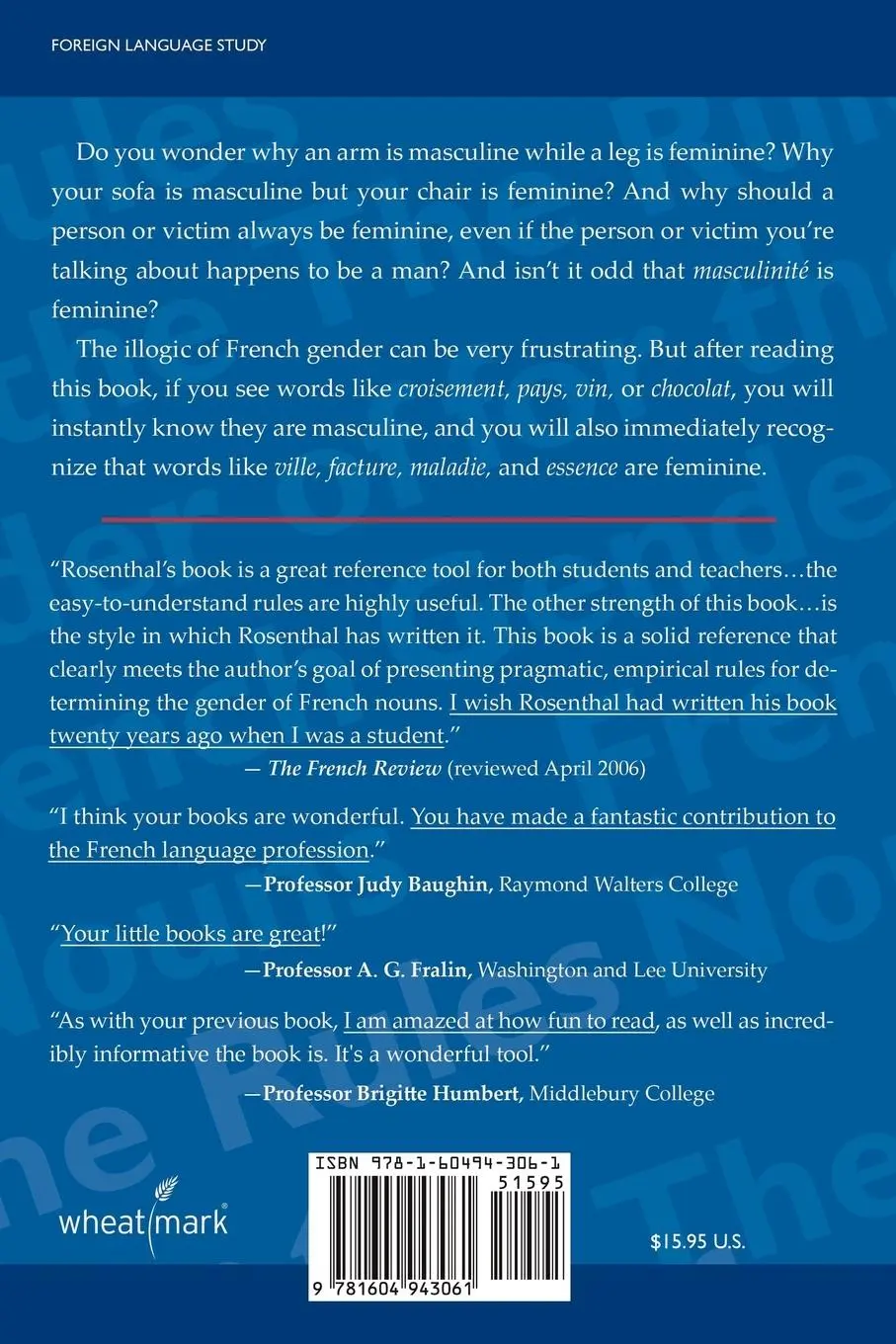 Rückseite: 9781604943061 | The Rules for the Gender of French Nouns | Revised Fourth Edition