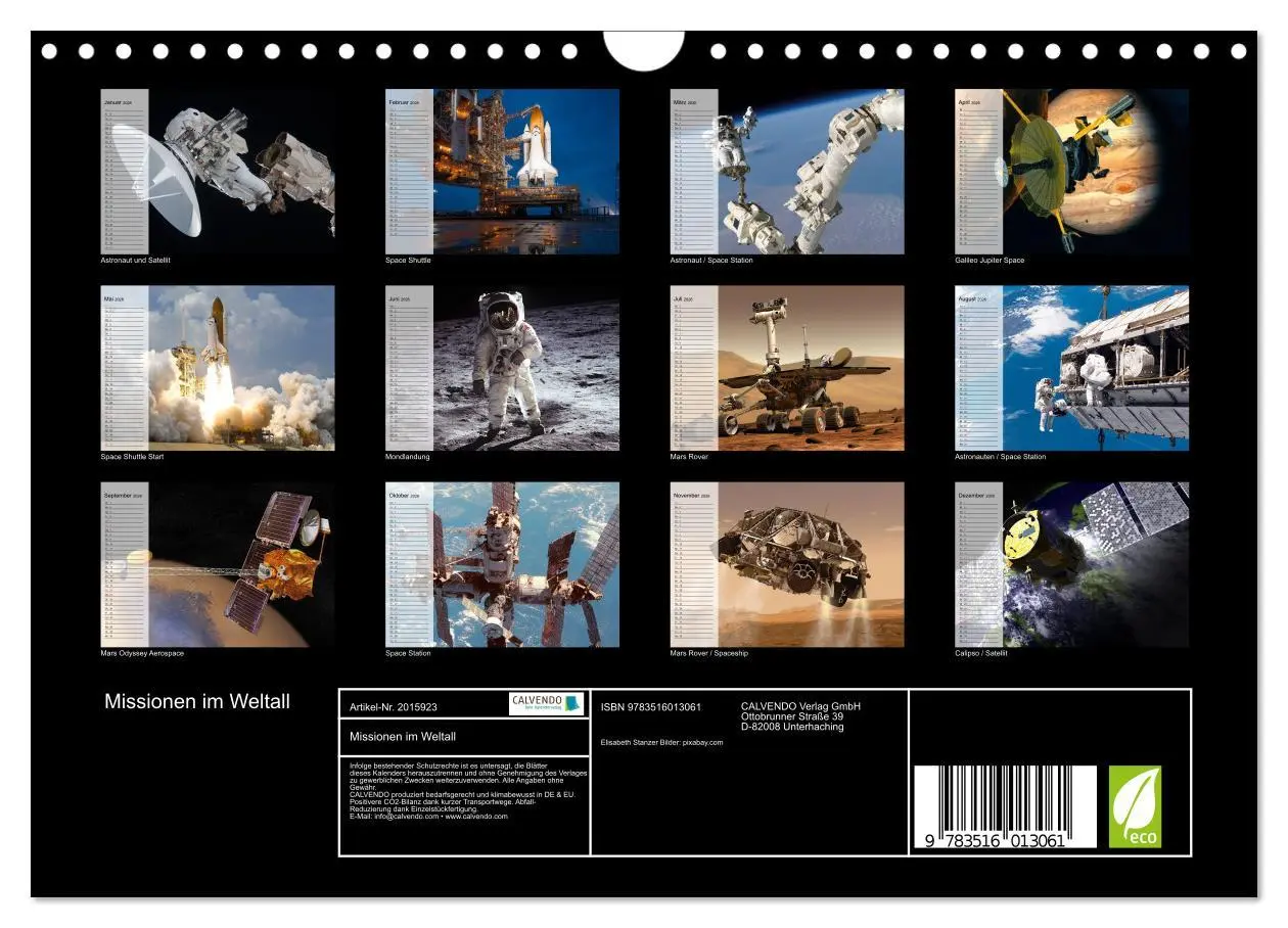 Bild: 9783516013061 | Missionen im Weltall (Wandkalender 2026 DIN A4 quer), CALVENDO...
