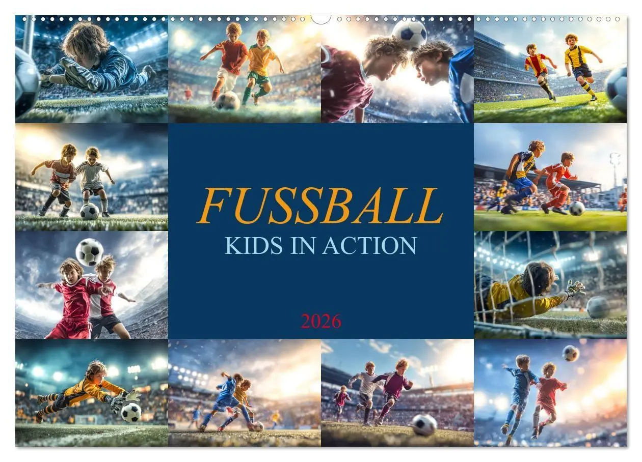 Cover: 9783516703061 | Fussball - Kids in Action (Wandkalender 2026 DIN A2 quer), CALVENDO...