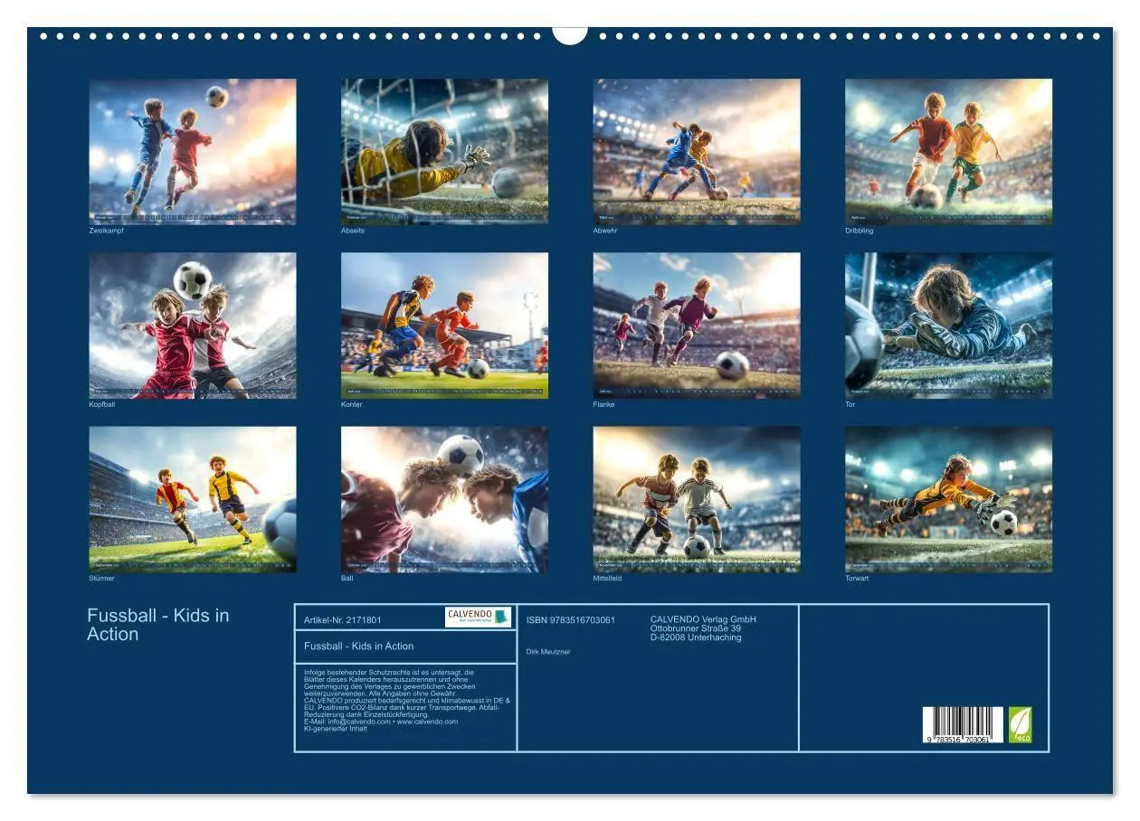Bild: 9783516703061 | Fussball - Kids in Action (Wandkalender 2026 DIN A2 quer), CALVENDO...