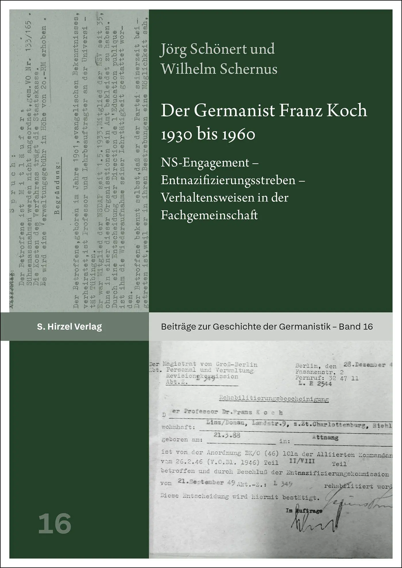 Cover: 9783777623061 | Der Germanist Franz Koch 1930 bis 1960 | Jörg Schönert (u. a.) | Buch