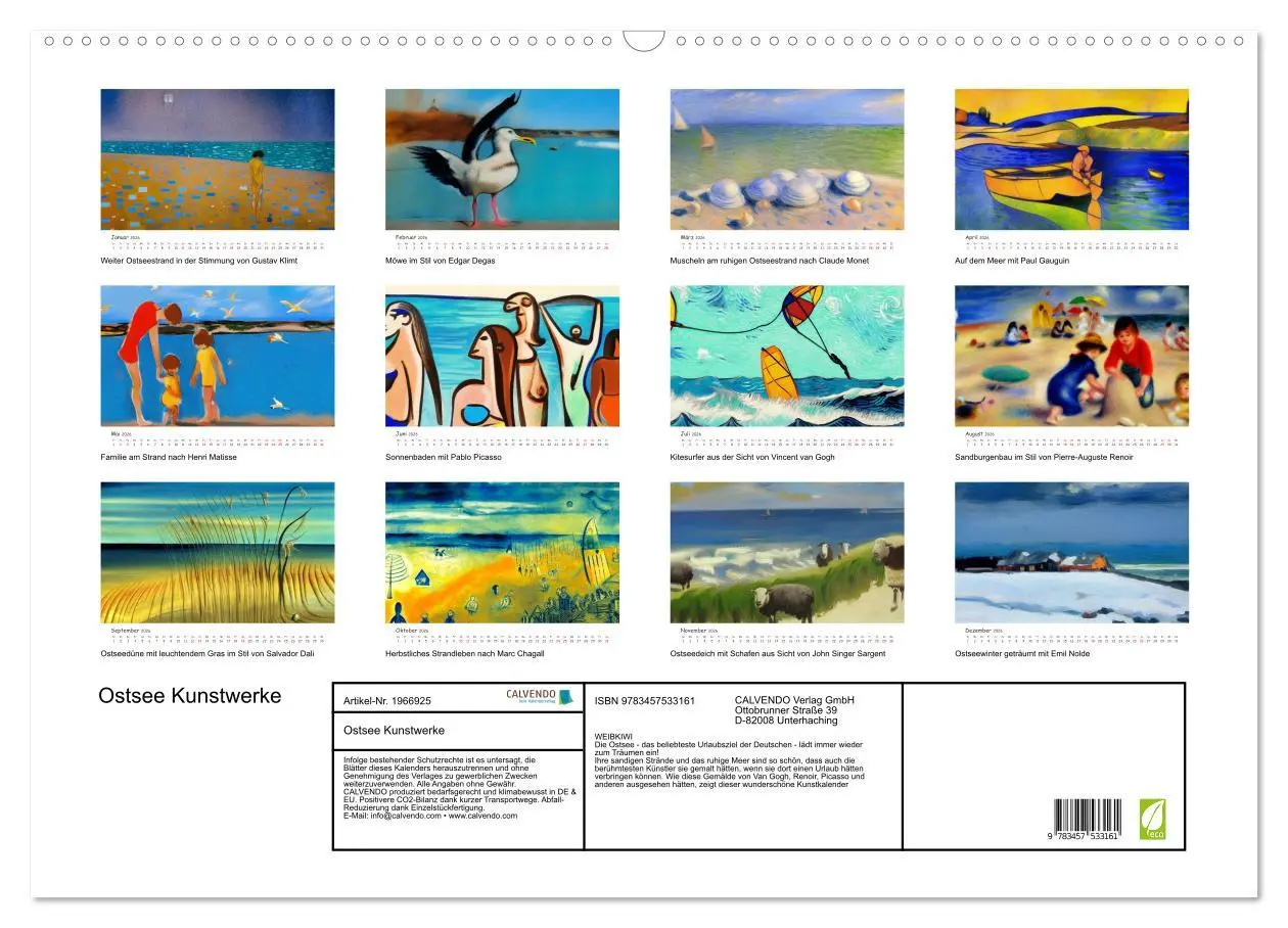 Bild: 9783457533161 | Ostsee Kunstwerke (Wandkalender 2026 DIN A2 quer), CALVENDO...