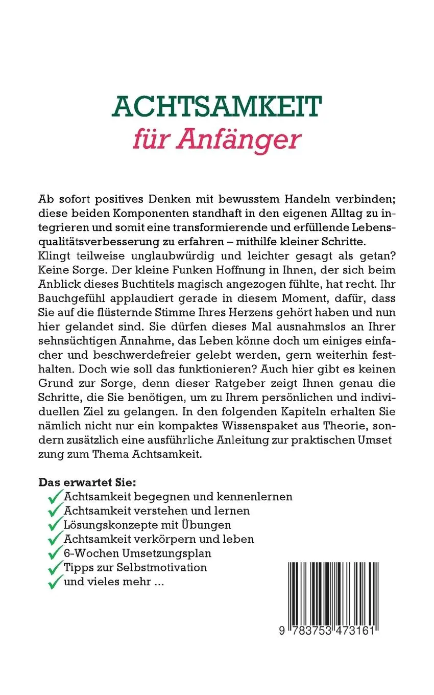 Rückseite: 9783753473161 | Achtsamkeit für Anfänger: Wie Sie durch gezieltes...