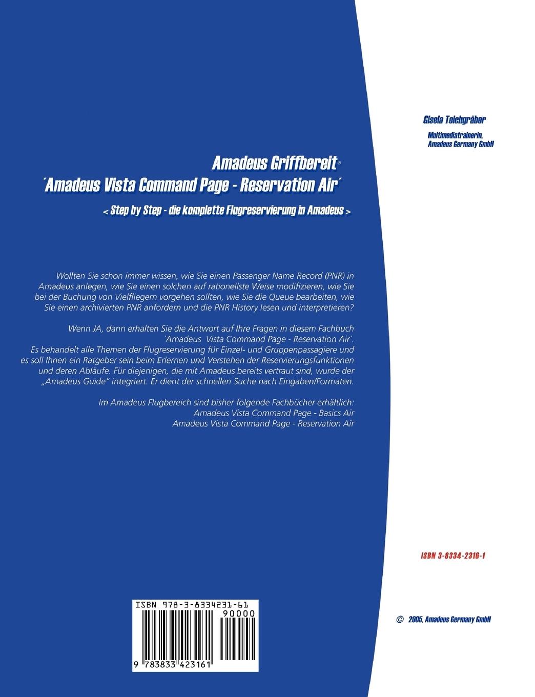 Rückseite: 9783833423161 | Amadeus Griffbereit - Amadeus Vista Command Page - Reservation Air