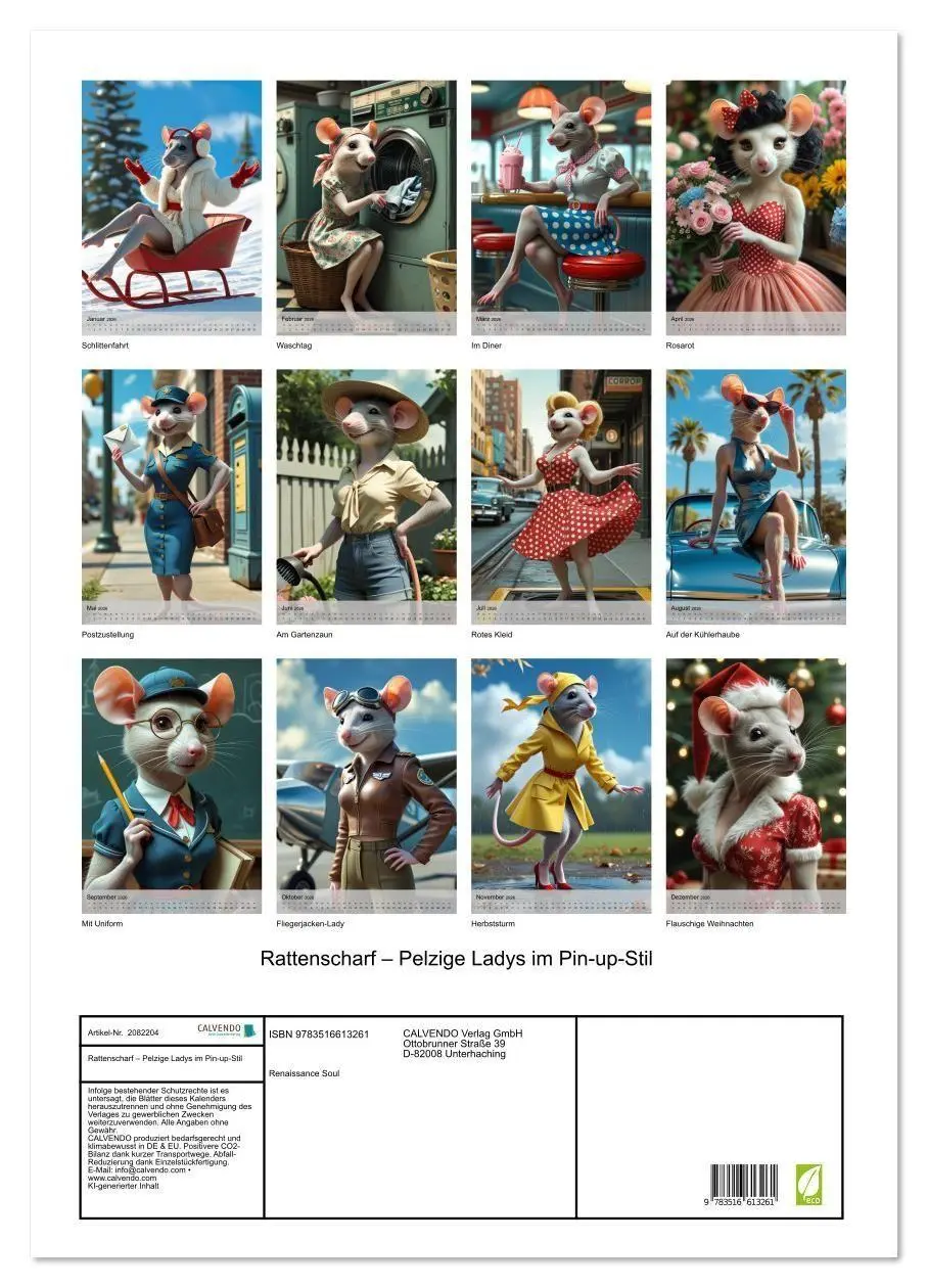 Bild: 9783516613261 | Rattenscharf - Pelzige Ladys im Pin-up-Stil (Wandkalender 2026 DIN...