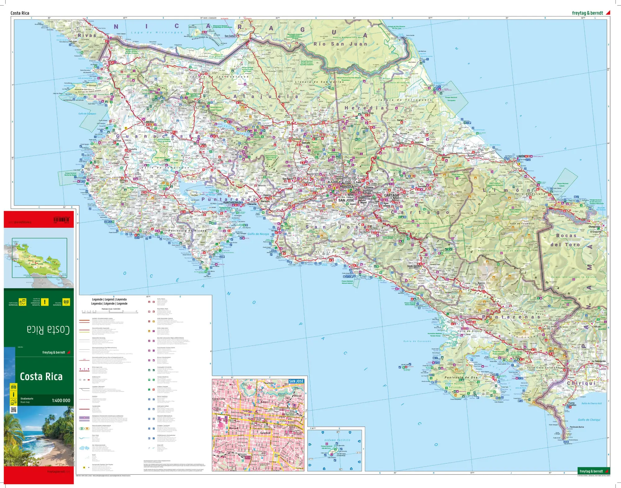 Bild: 9783707923261 | Costa Rica, Straßenkarte, 1:400.000, freytag &amp; berndt | Berndt | 2024