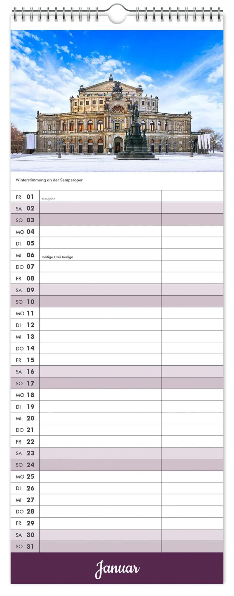 Bild: 9783912303261 | Küchenkalender Dresden 2027 | 15 x 40 cm weißes Kalendarium | Kalender