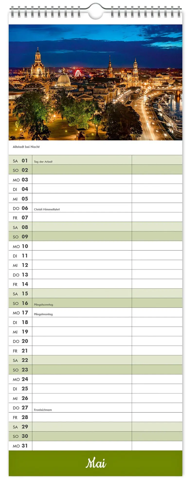 Bild: 9783912303261 | Küchenkalender Dresden 2027 | 15 x 40 cm weißes Kalendarium | Kalender