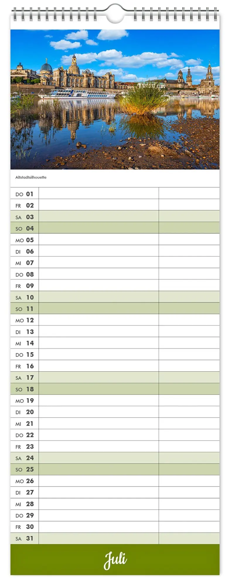 Bild: 9783912303261 | Küchenkalender Dresden 2027 | 15 x 40 cm weißes Kalendarium | Kalender