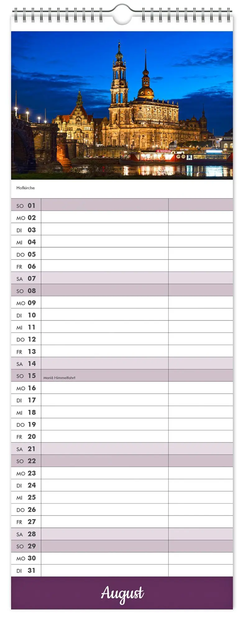 Bild: 9783912303261 | Küchenkalender Dresden 2027 | 15 x 40 cm weißes Kalendarium | Kalender