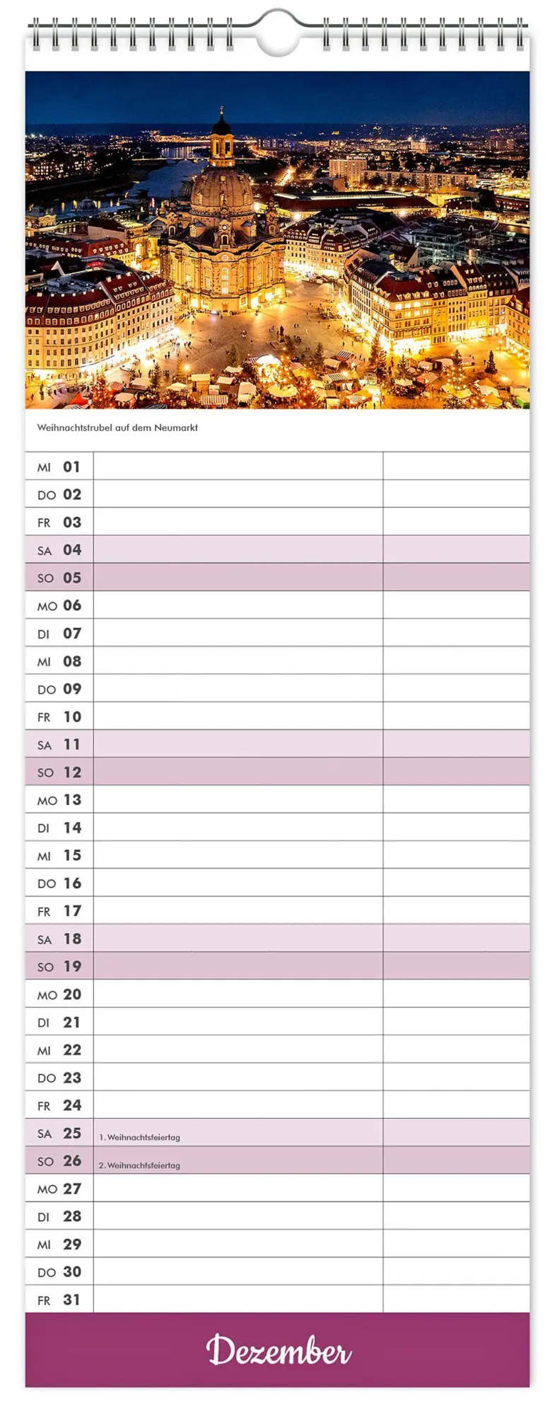 Bild: 9783912303261 | Küchenkalender Dresden 2027 | 15 x 40 cm weißes Kalendarium | Kalender