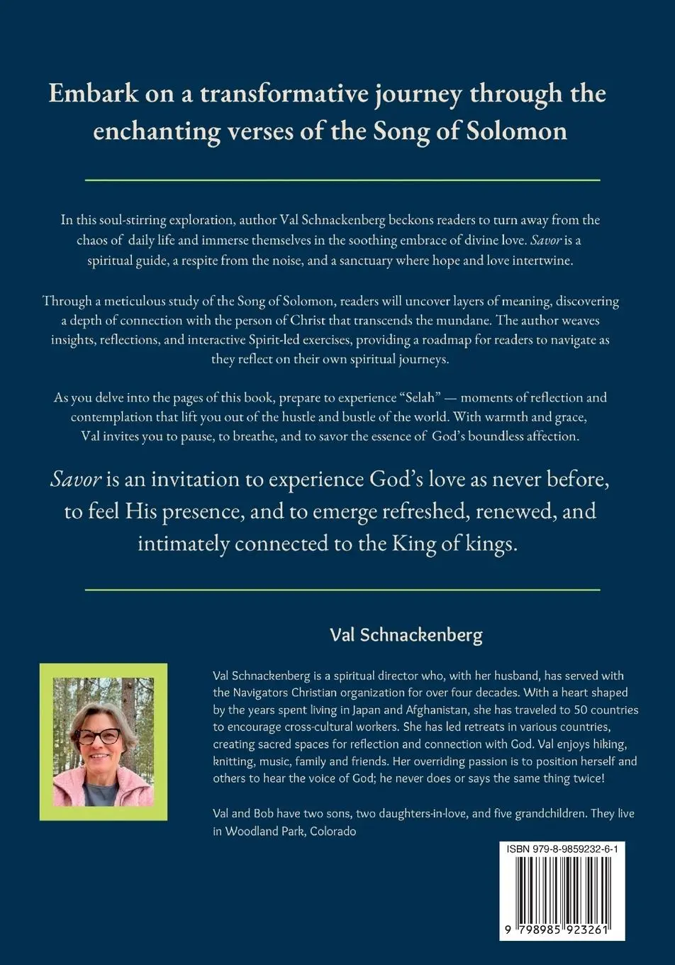 Rückseite: 9798985923261 | Savor | Interactive Intimacy with the King of Kings | Schnackenberg