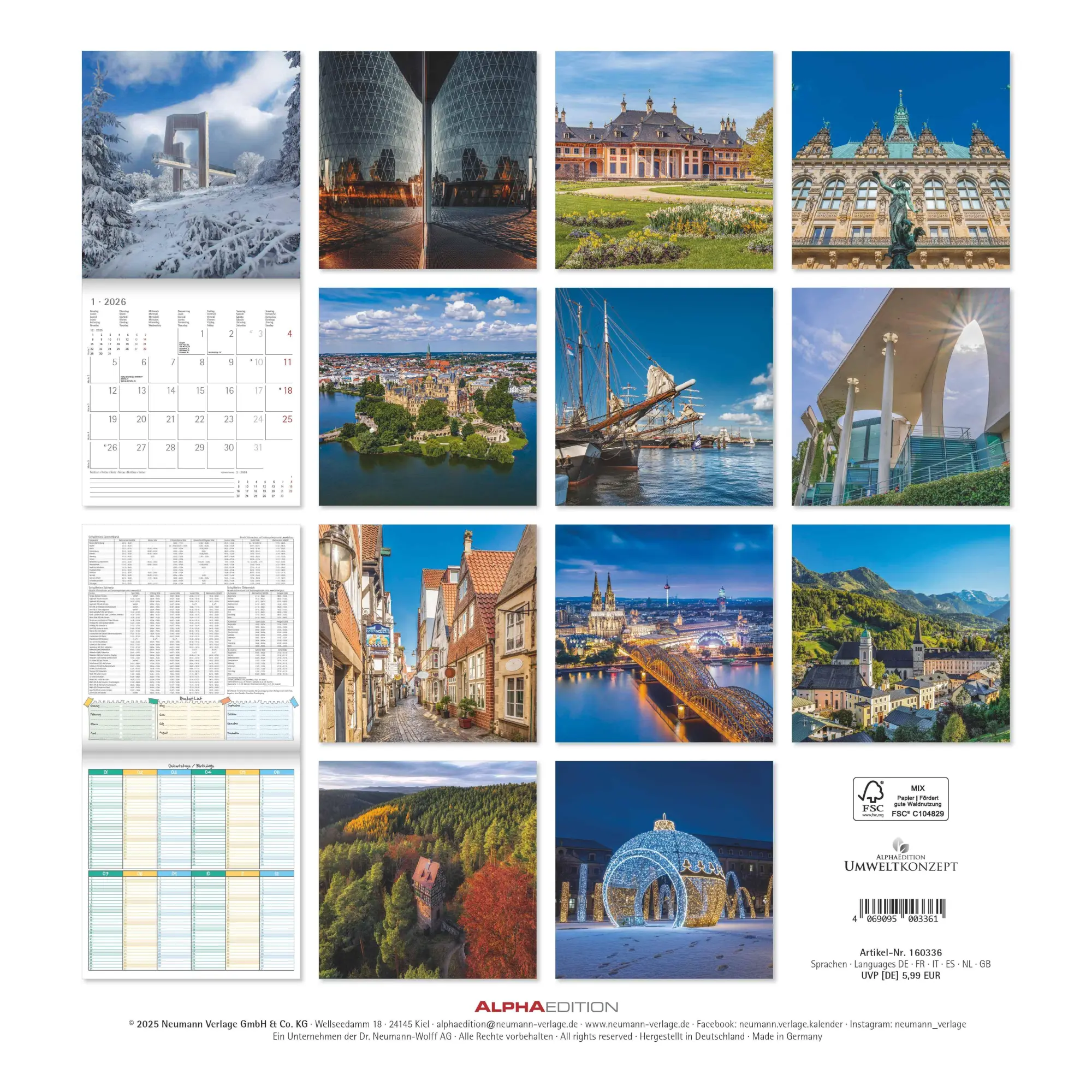 Rückseite: 4069095003361 | Alpha Edition - Deutschland 2026 Broschürenkalender, 30x30cm,...