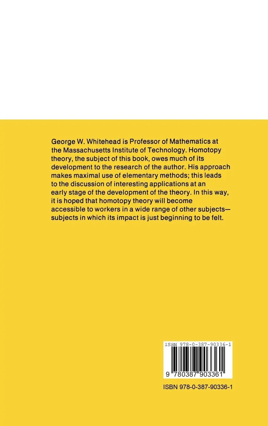 Rückseite: 9780387903361 | Elements of Homotopy Theory | George W. Whitehead | Buch | xxi | 1979