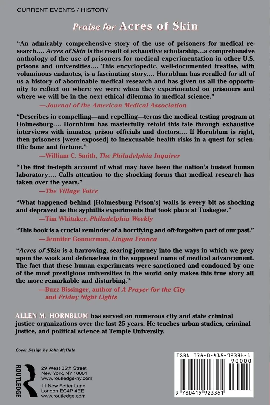 Rückseite: 9780415923361 | Acres of Skin | Human Experiments at Holmesburg Prison | Hornblum