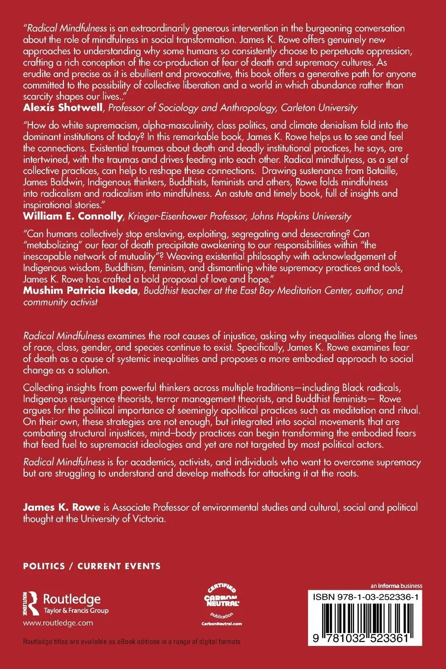 Rückseite: 9781032523361 | Radical Mindfulness | James K. Rowe | Taschenbuch | Englisch | 2023