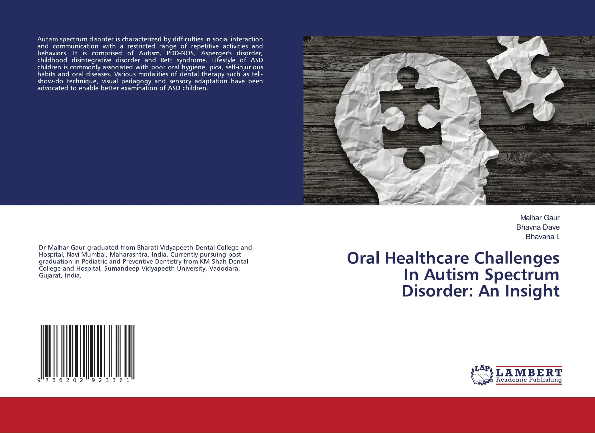 Cover: 9786202923361 | Oral Healthcare Challenges In Autism Spectrum Disorder: An Insight
