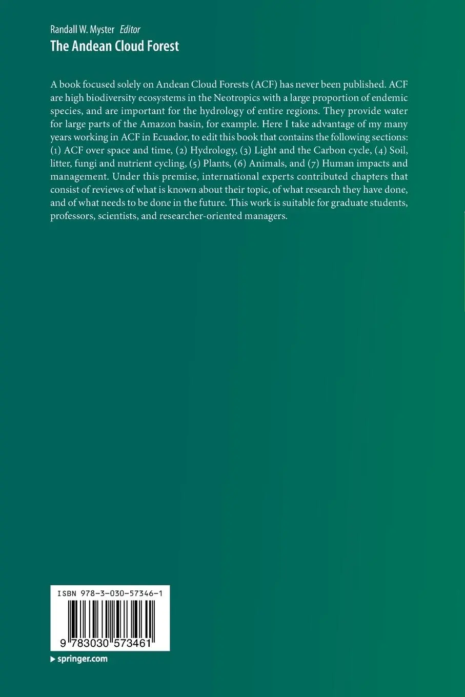 Rückseite: 9783030573461 | The Andean Cloud Forest | Randall W. Myster | Taschenbuch | x | 2021