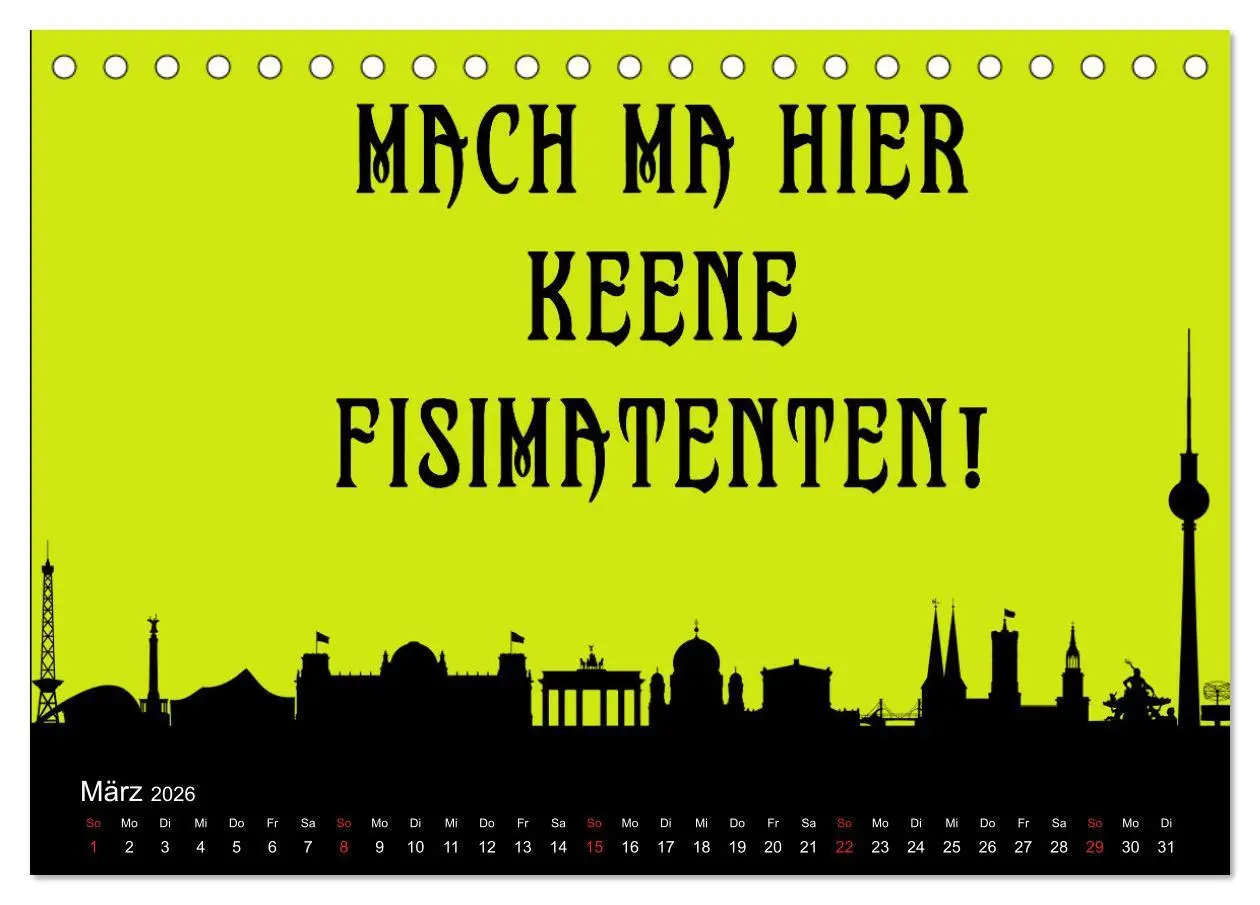 Bild: 9783457433461 | Berliner Mundart (Tischkalender 2026 DIN A5 quer), CALVENDO...