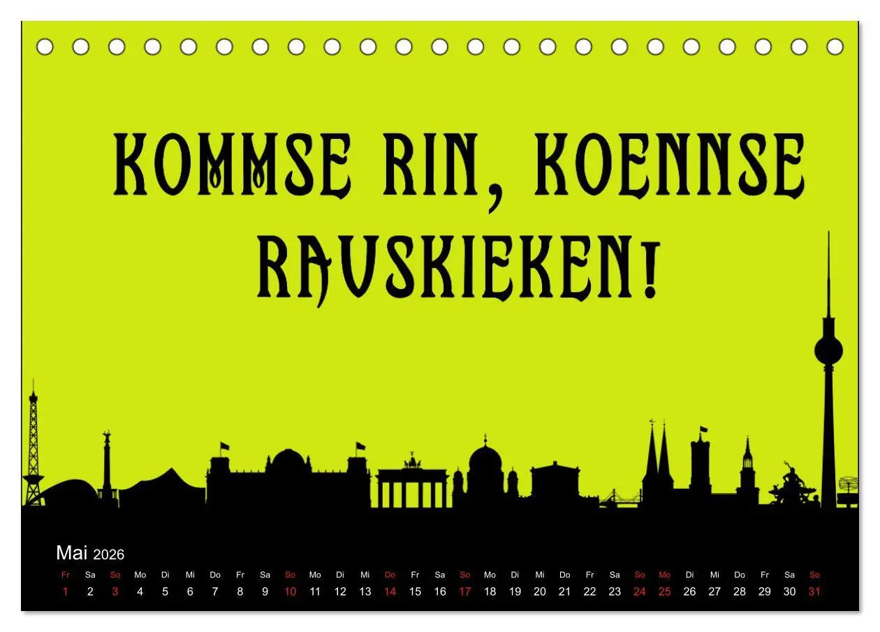 Bild: 9783457433461 | Berliner Mundart (Tischkalender 2026 DIN A5 quer), CALVENDO...