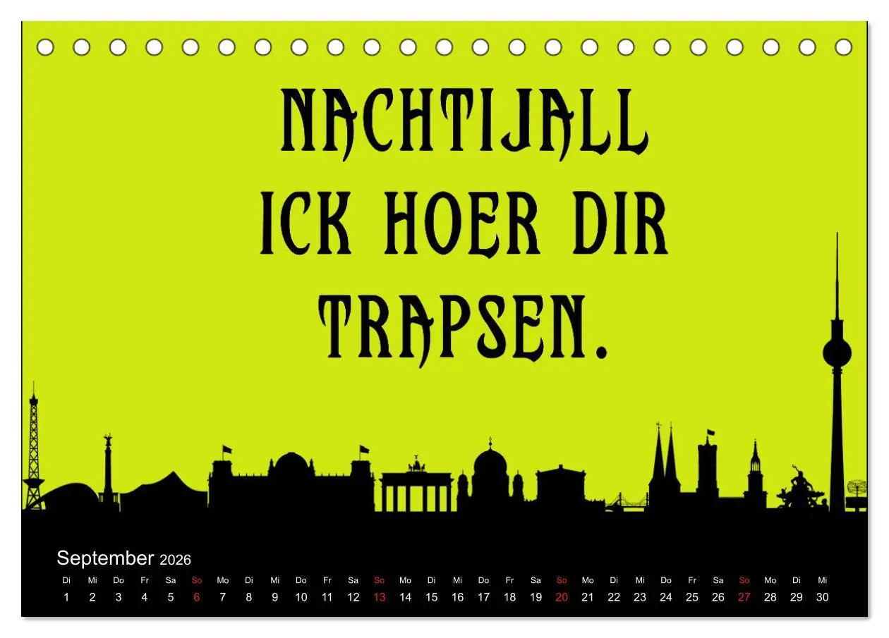 Bild: 9783457433461 | Berliner Mundart (Tischkalender 2026 DIN A5 quer), CALVENDO...