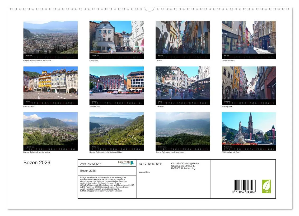 Bild: 9783457743461 | Bozen 2026 (hochwertiger Premium Wandkalender 2026 DIN A2 quer),...