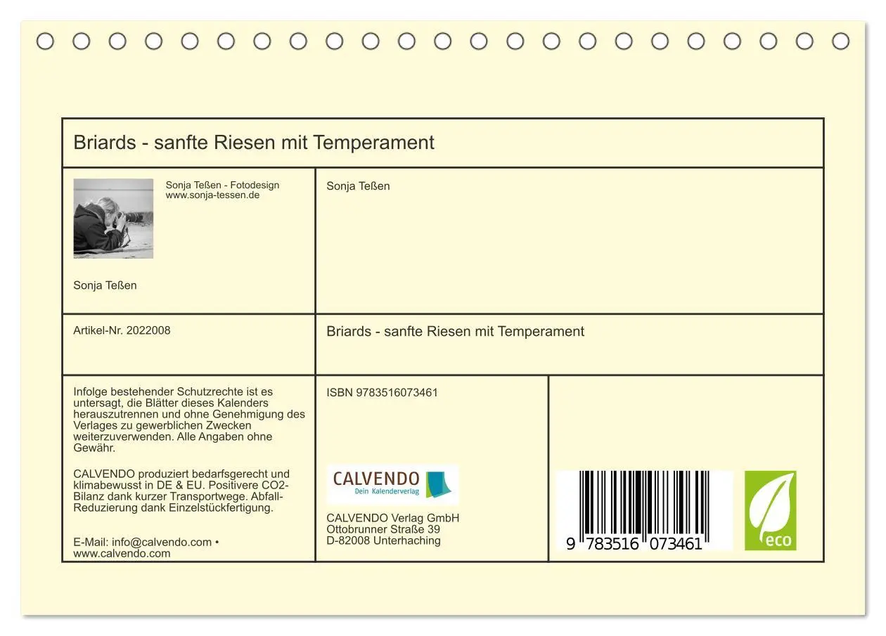 Bild: 9783516073461 | Briards - sanfte Riesen mit Temperament (Tischkalender 2026 DIN A5...