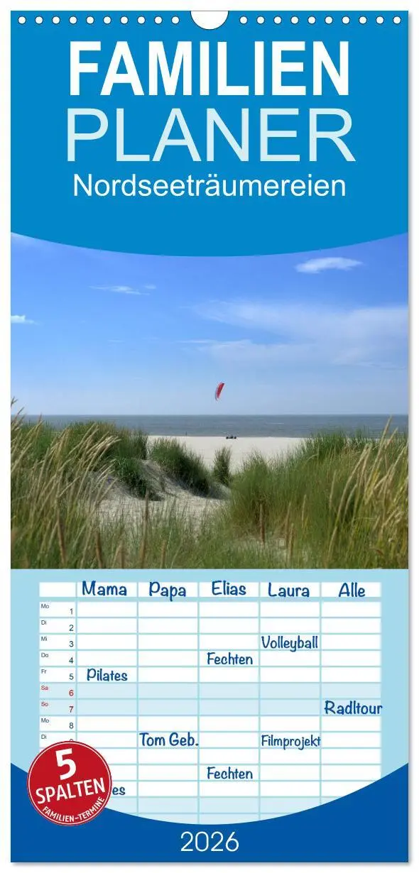 Cover: 9783516523461 | Familienplaner 2026 - Nordseeträumereien mit 5 Spalten...