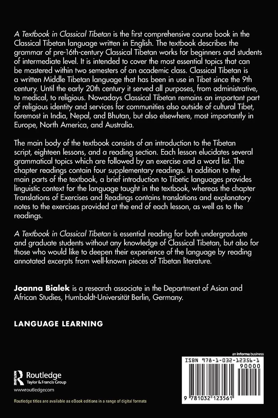 Rückseite: 9781032123561 | A Textbook in Classical Tibetan | Joanna Bialek | Taschenbuch | 2022