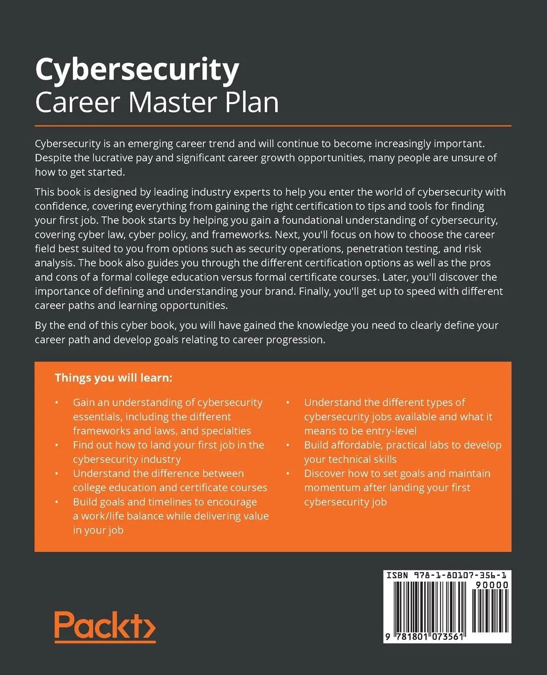 Rückseite: 9781801073561 | Cybersecurity Career Master Plan | Gerald Auger (u. a.) | Taschenbuch