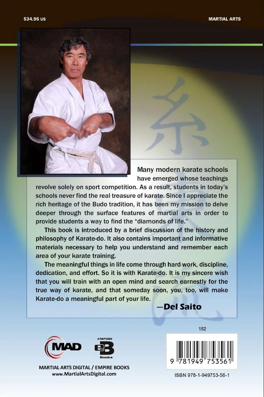 Rückseite: 9781949753561 | KARATE-DO | THE WAY OF SHITO RYU | Del Saito | Taschenbuch | Englisch