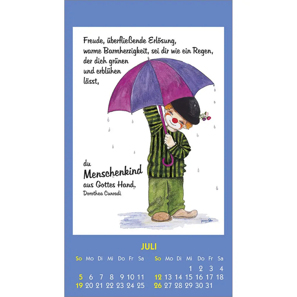 Bild: 9783754893661 | Kleine Clown-Grüße 2026 | Aufkleber-Kalender mit Clown-Motiven | 14 S.