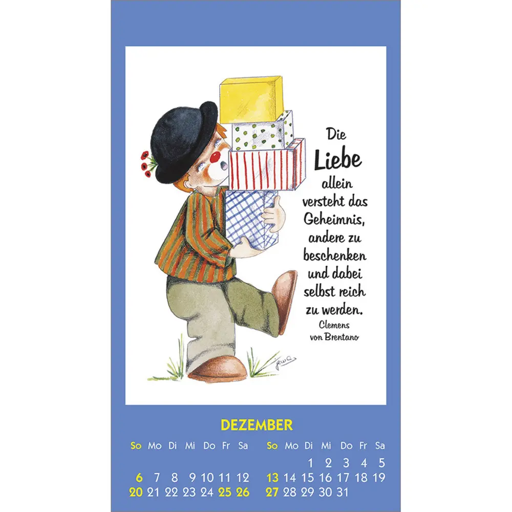 Bild: 9783754893661 | Kleine Clown-Grüße 2026 | Aufkleber-Kalender mit Clown-Motiven | 14 S.