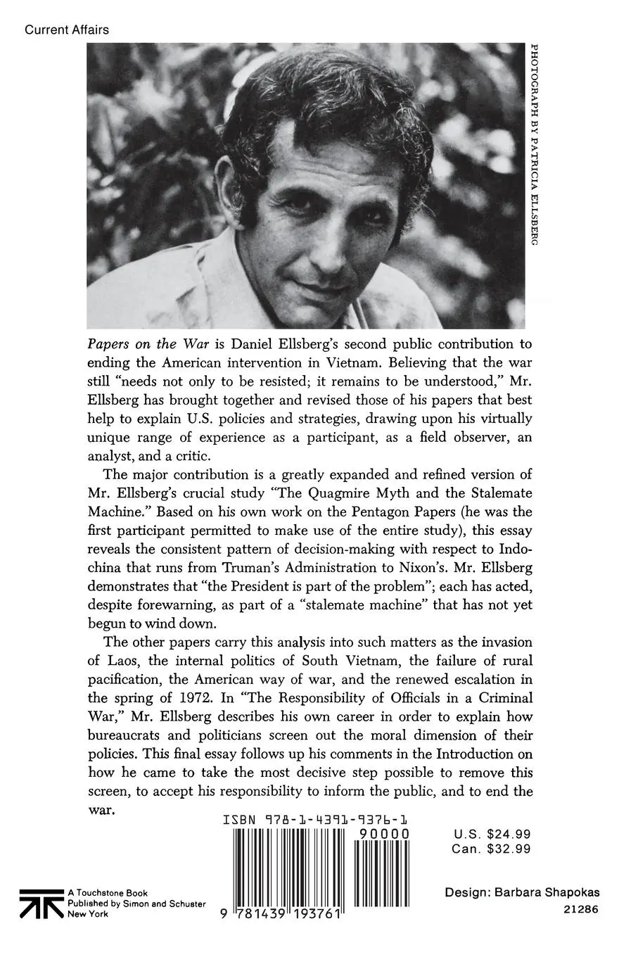 Rückseite: 9781439193761 | Papers on the War | Daniel Ellsberg | Taschenbuch | Englisch | 2009