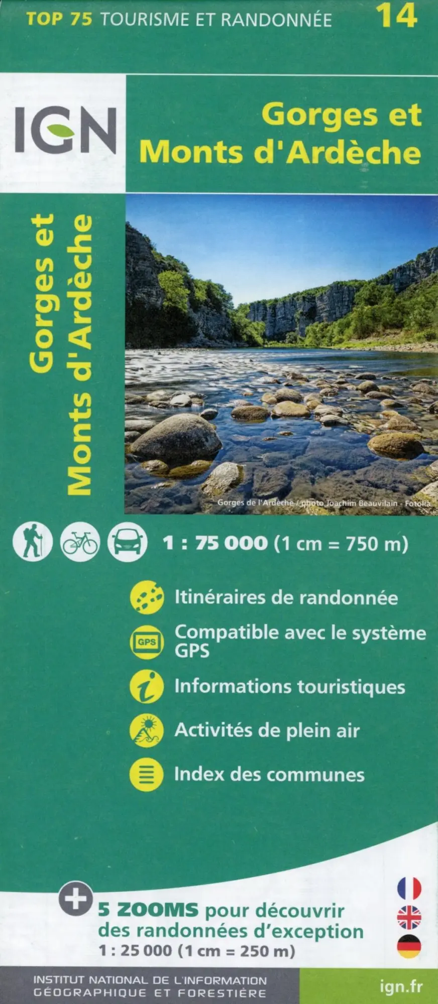 Cover: 9782758543961 | Monts d'Ardèche 1:75 000 | (Land-)Karte | Französisch | 2018