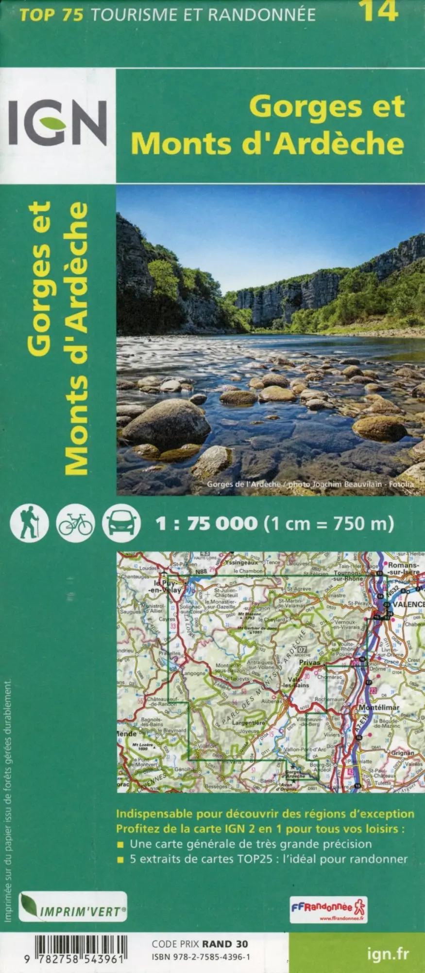 Bild: 9782758543961 | Monts d'Ardèche 1:75 000 | (Land-)Karte | Französisch | 2018