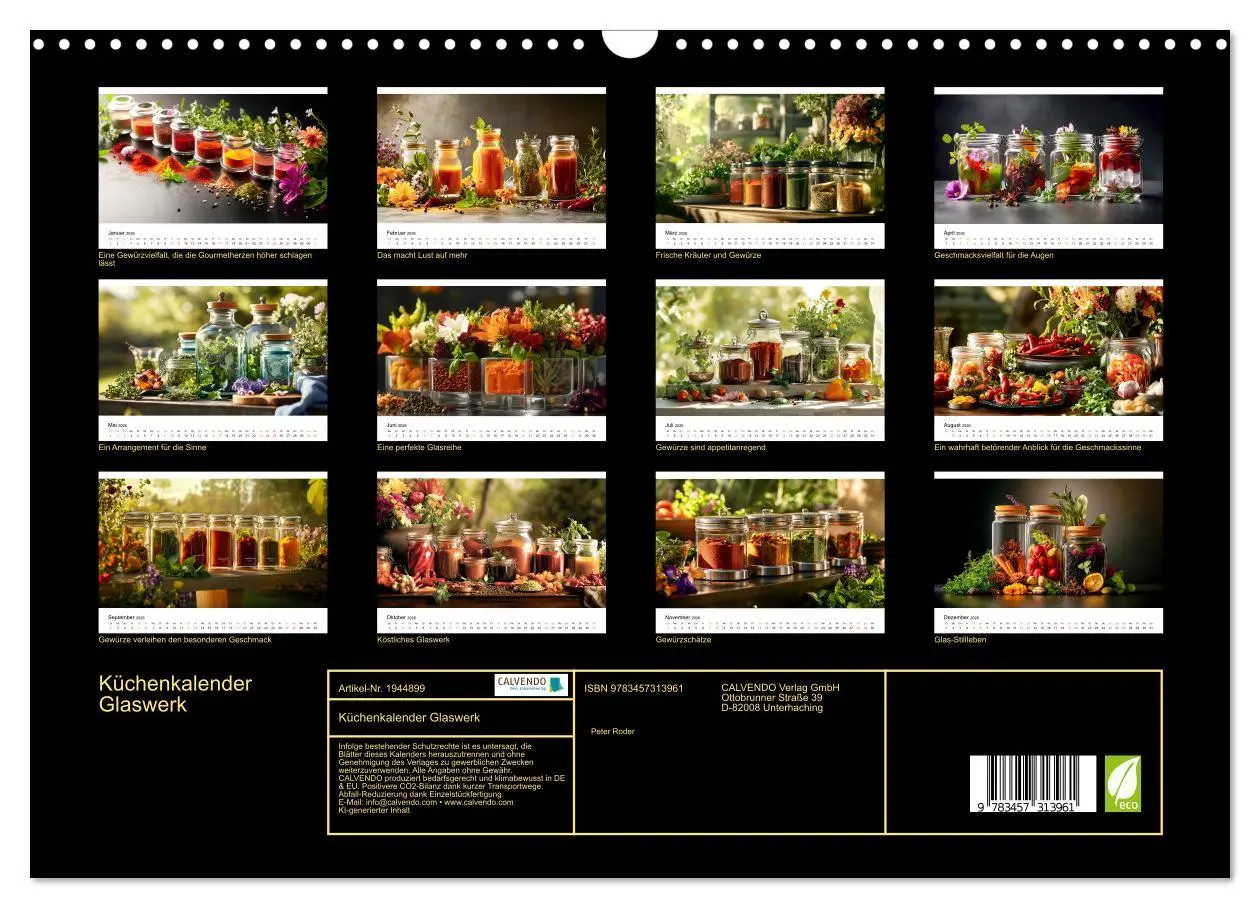 Bild: 9783457313961 | Küchenkalender Glaswerk (Wandkalender 2026 DIN A3 quer), CALVENDO...