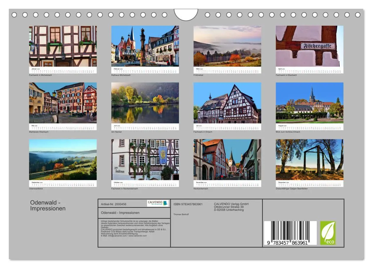 Bild: 9783457863961 | Odenwald - Impressionen (Wandkalender 2026 DIN A4 quer), CALVENDO...